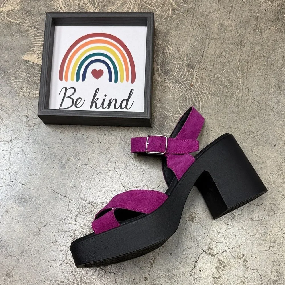 * Nordstrom Magenta and Black Platform Sandals